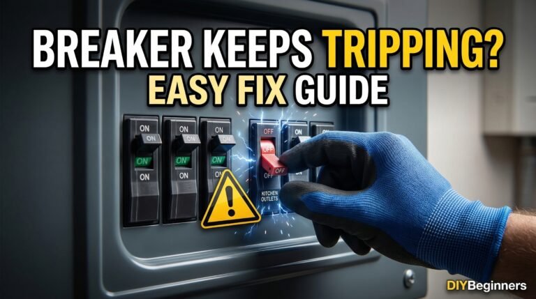 circuit breaker in tripped position inside electrical panel